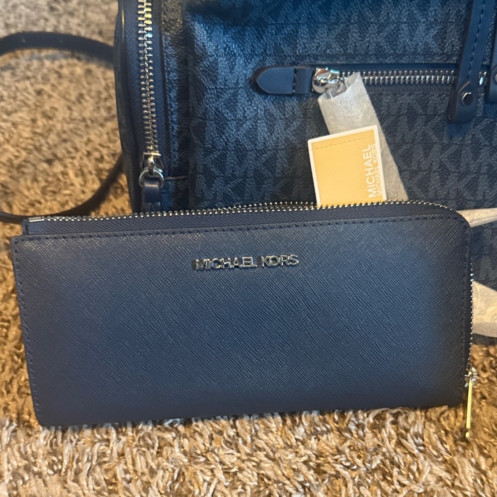 Michael Kors Blue and Brown Women's Backpack Set - Picture 2 of 5
